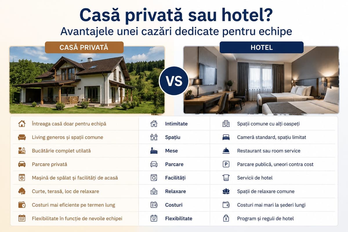 Case private sau hotel? Cum aleg companiile cazarea pentru echipele de proiect